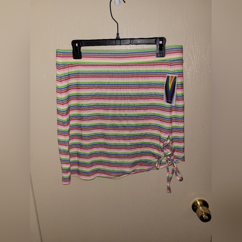 Target Pride Multicolor Rainbow Bodycon Mini Skirt Womens Size L NWT